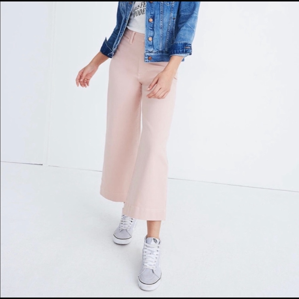 Madewell Emmett Wide-Leg Crop Pants - Pink Oyster